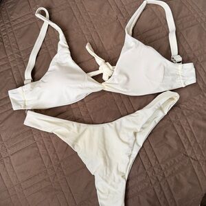 Women’s Bikini Set Medium White Cream NEW Front Tie Swim Suit